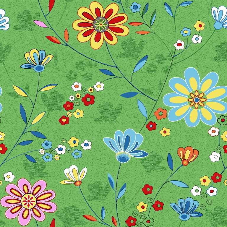 19572 Ковер детский зеленый Цветы